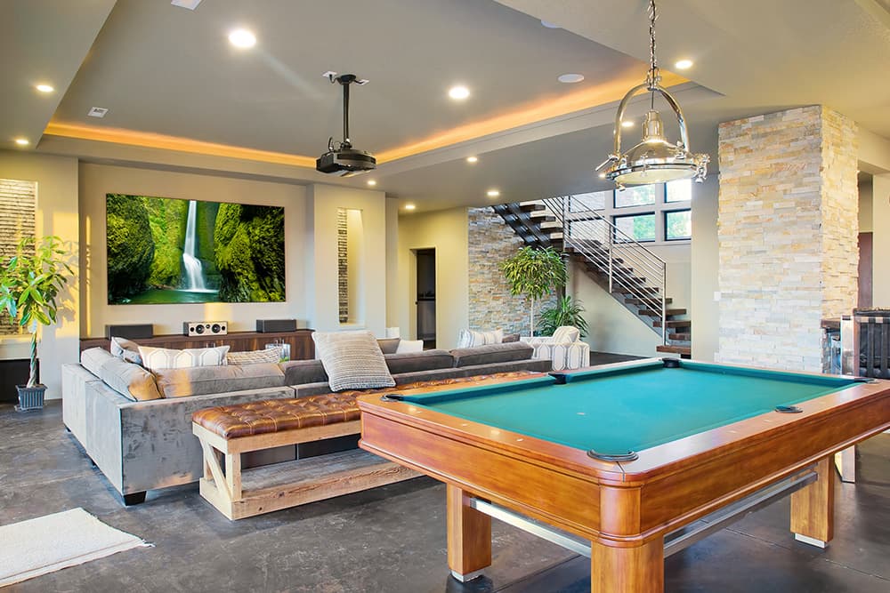 entertainment space in basement