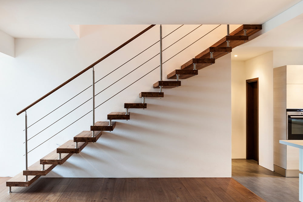 staircase leading to second story home addition